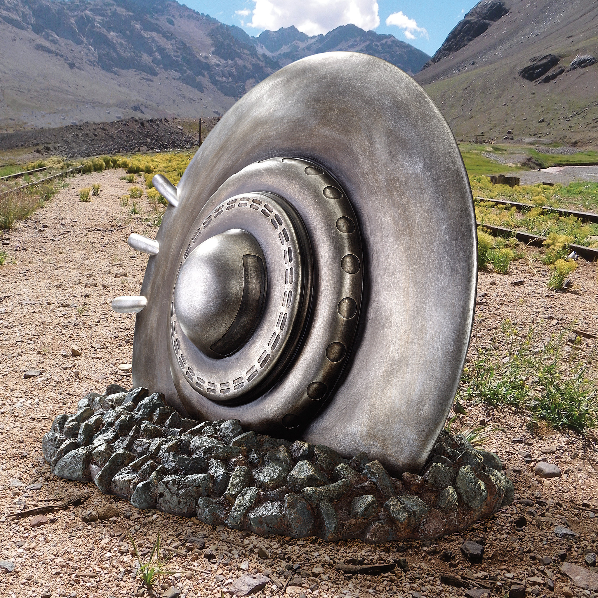 スカイテラ（アースオブジェ） Design Toscano Crash Landing Flying Saucer Alien Spacecraft Statue